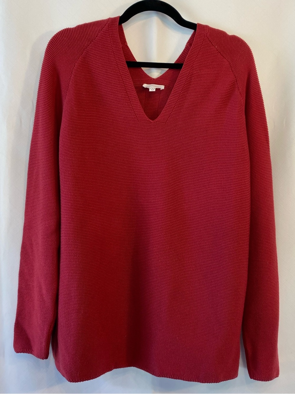 Armedangels Women's Red Textured 100% Cotton V-Neck Longer Length Sweater LG